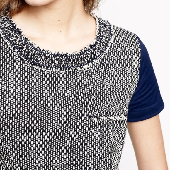 J. Crew Navy& Gray Tween Dilk Front Short Sleeves Tee Career Office Preppy Sz L - Picture 3 of 7